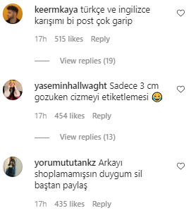 Duygu Özaslan'ın gönderisine yapılan yorumlar