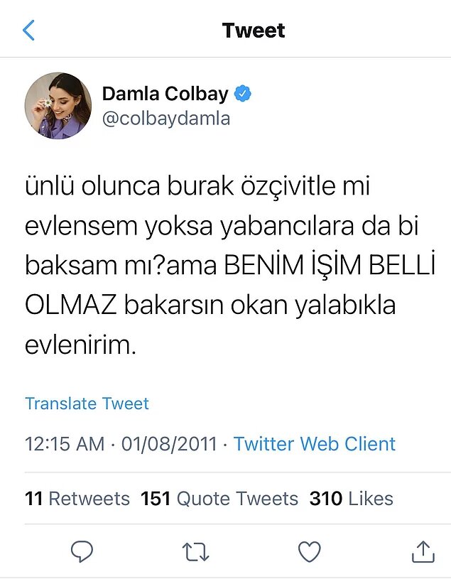 Damla Colbay tweet